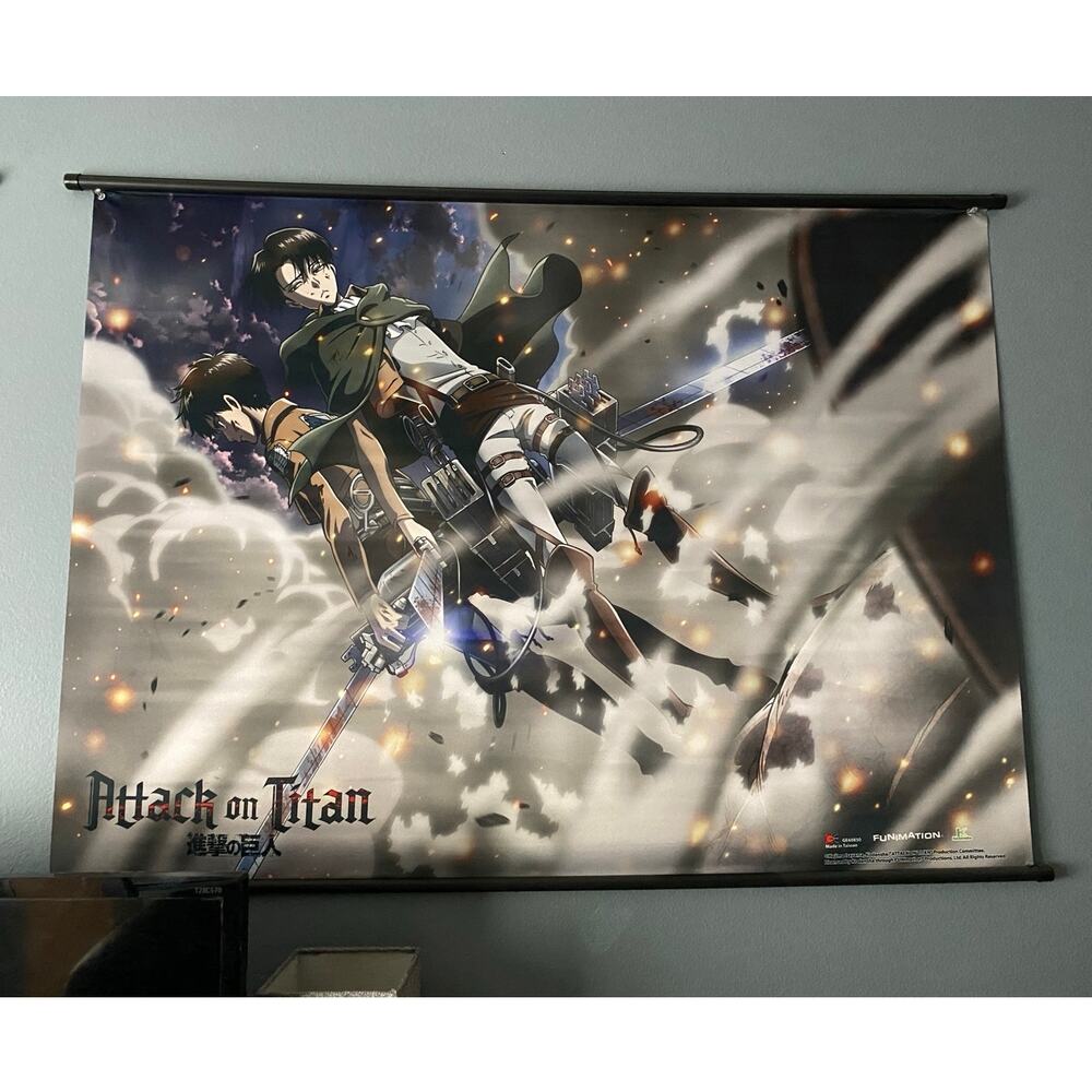 ATTACK ON TITAN Anime Large Fabric Wall Scroll Poster 31x43 Levi Eren Room Decor